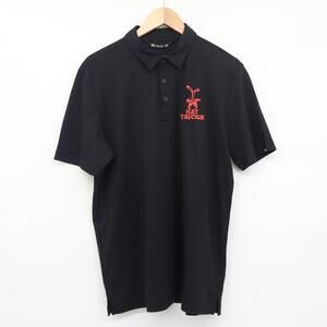 Travis Mathew Men's Oceanside Polo Black W/Hat Trick Embroidered Logo Sz L NEW